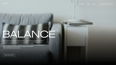 BALANCE | interior design studio figma interior landing page ui uiux web design web site