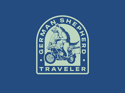 German shepherd traveler logo branding character design graphic design illustration logo moto shepherd travel vector