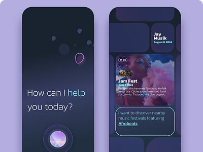 'Hey Siri' Event Locator UI: Discover Events with a Bento Grid bento grid figma hey siri mobile design purple ui ui mobile design