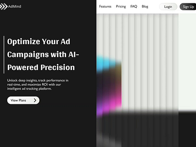 Landing page of AI- driven Ad tracking software 3d ai ai driven ad tracking software ai landing page animation animation figma artificial intelligence branding glass effect graphic design landing page macro animation motion graphics smart animation ui