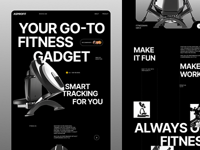 AspiroFit - Future of Fitness black and white brand design branding fitness landing pages modern product design ui user experience ux uxui website design