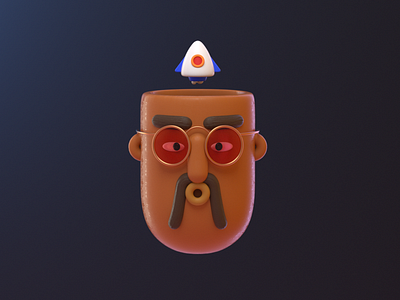 Head Rocket 3d 3dart 3dillustration blender c4d cabeza character cohete cute design head illustration man people render rocket vago3d