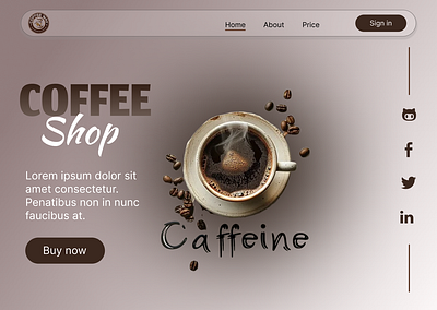 Coffee Header page design 3d animation banners branding figma graphic design logo motion graphics ui uiux website design