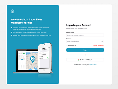 Login Page for Fleet Management System app design clean design fleet management login page ui