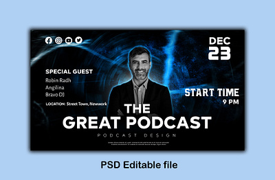 Podcast Design banner branding cover cover design creative design graphic design parthapixel photoshop podcast poster social media spotify visual web banner web poster