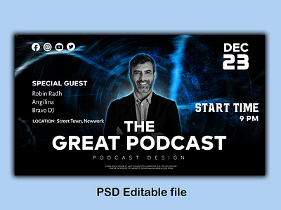 Podcast Design banner branding cover cover design creative design graphic design parthapixel photoshop podcast poster social media spotify visual web banner web poster