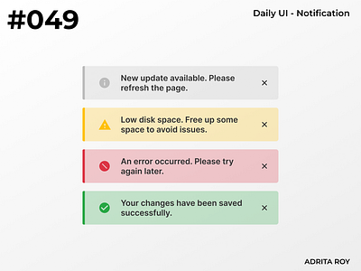 Daily UI 049 - Notification component dailychallenge dailyui design design system designer desktop element figma notification product design toast ui ui component ux ux designer