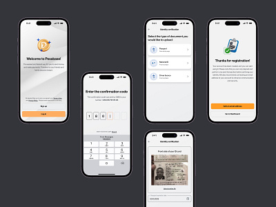Pesabase / sign up 3d app bank design documents finance fintech icon kyc mobile app passport register registration sign up success thank you page ui upload uxui verification
