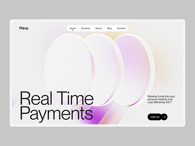 Prime - Payment Website 3d 3d design animation bank economy gradient header hero illustration landing page money payment screen ui website