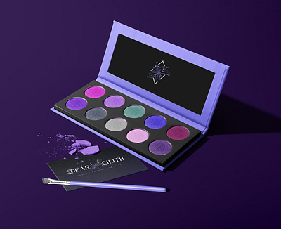 Gothic Makeup Brand Eyeshadow Palette blackletter branding cosmetics design eyeshadow gothic graphic design makeup mockup purple