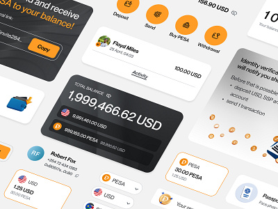 Pesabase / mobile app / UI Kit 3d app app design balance banner button components copy currency dashboard design details dropdown icon mobile app tile transaction ui ui kit uxui