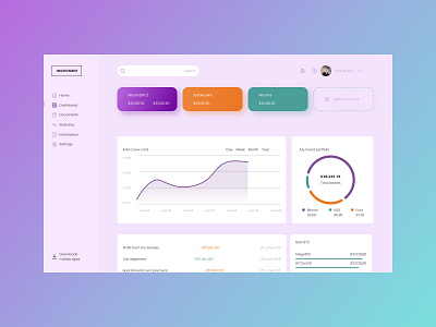 Dashboard - панель управления криптовалютами ui