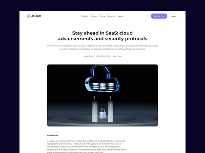 Blog page article auhtor blog home blog page blog post date design exploration figma light mode navbar navigation photo product design read time saas subject ui ux web web design