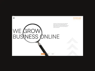 Hero section design for marketing agancy called Searchmax design motion graphics ui