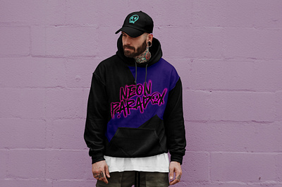 Cyberpunk EDM Rockband Hoodie Merch Swag band swag branding cyberpunk design edgy edm graffiti graphic design hoodie merch mockup neon rockband