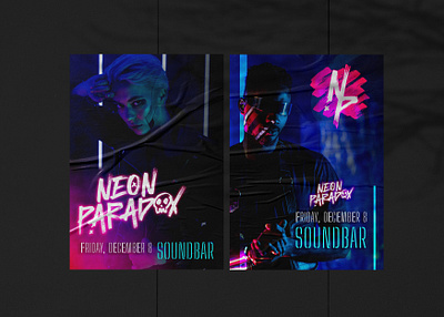 Cyberpunk EDM Rockband Event Posters branding club poster cyberpunk design edgy edm event poster graphic design mockup neon posters rockband