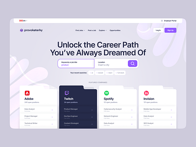 Job Platform Website clean dashboard job board job portal job search minimal minimalist modern purple ui ux website