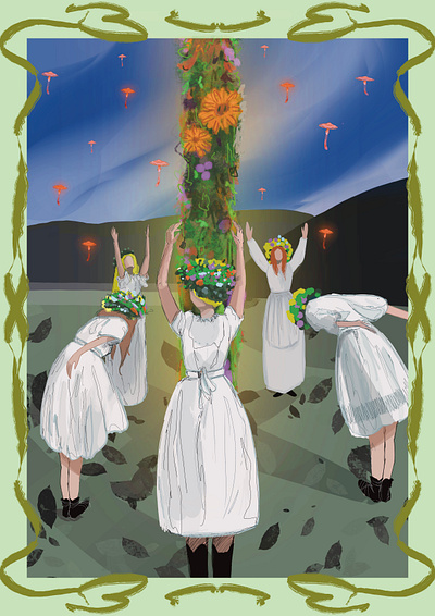 Midsommar horror movie commission horror movie illustration midsommar