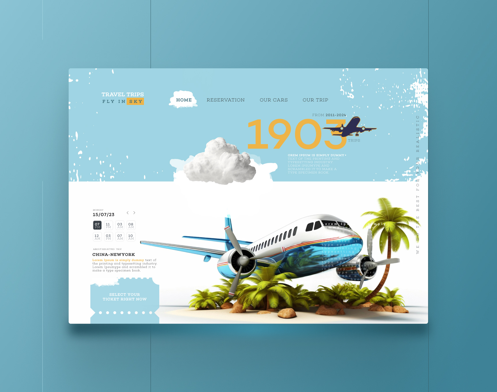 Creative ui design for airplane website header creative graphic design ui website