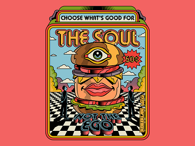 Food for the soul colorful design illustration mindset popart positive energy psychedelic retro soul surrealism trippy vector vintage