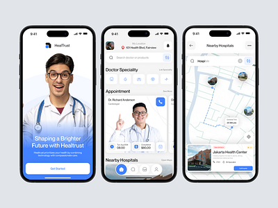 Healtrust - Healtcare Mobile for Patient app app design appointment booking consultation health healthcare medical app medical care mobile mobile app mobile design patient saas schedule ui ui design uiux ux