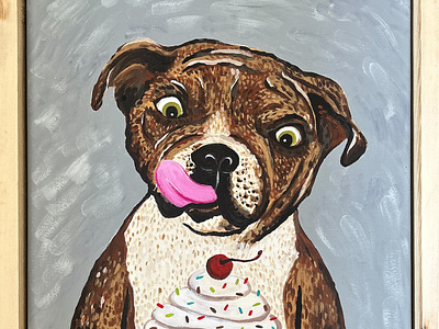 Tito acrylic bulldog dog ice cream illus illustration