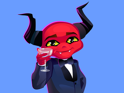 JustBet Mascot 2d blockchain casino casino art casino character character crypto devil di caprio drink evil gambling game gaming glass igaming illustration mascot meme moster