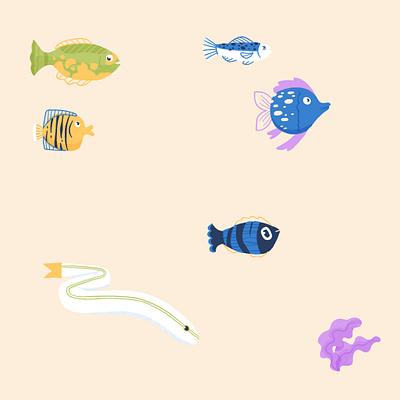 summer gang character children book illustration children illustration fish illustration kidlit art pattern procreate