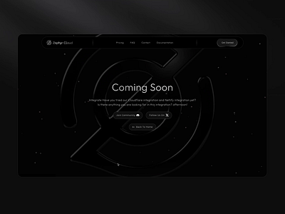 Zephyr Cloud - Coming Soon Page 3d animation branding cloud coming dark design dynamic front end futuristic interaction micro modern monochromatic saas soon spline theme ui ux