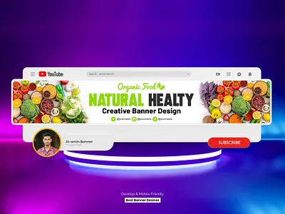 Food restaurant Blogs Creative YouTube channel banner design channel art channel cover cover design youtube banner youtube banner design youtube channel youtube cover youtube header