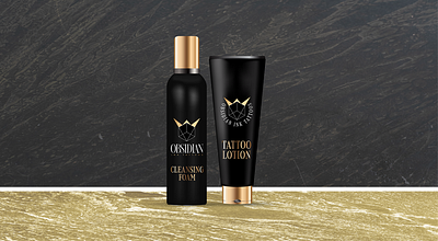 Tattoo Studio Aftercare Lotion Bottles black and gold branding design edgy graphic design lotion bottles luxury brand mockup packaging tattoo studio