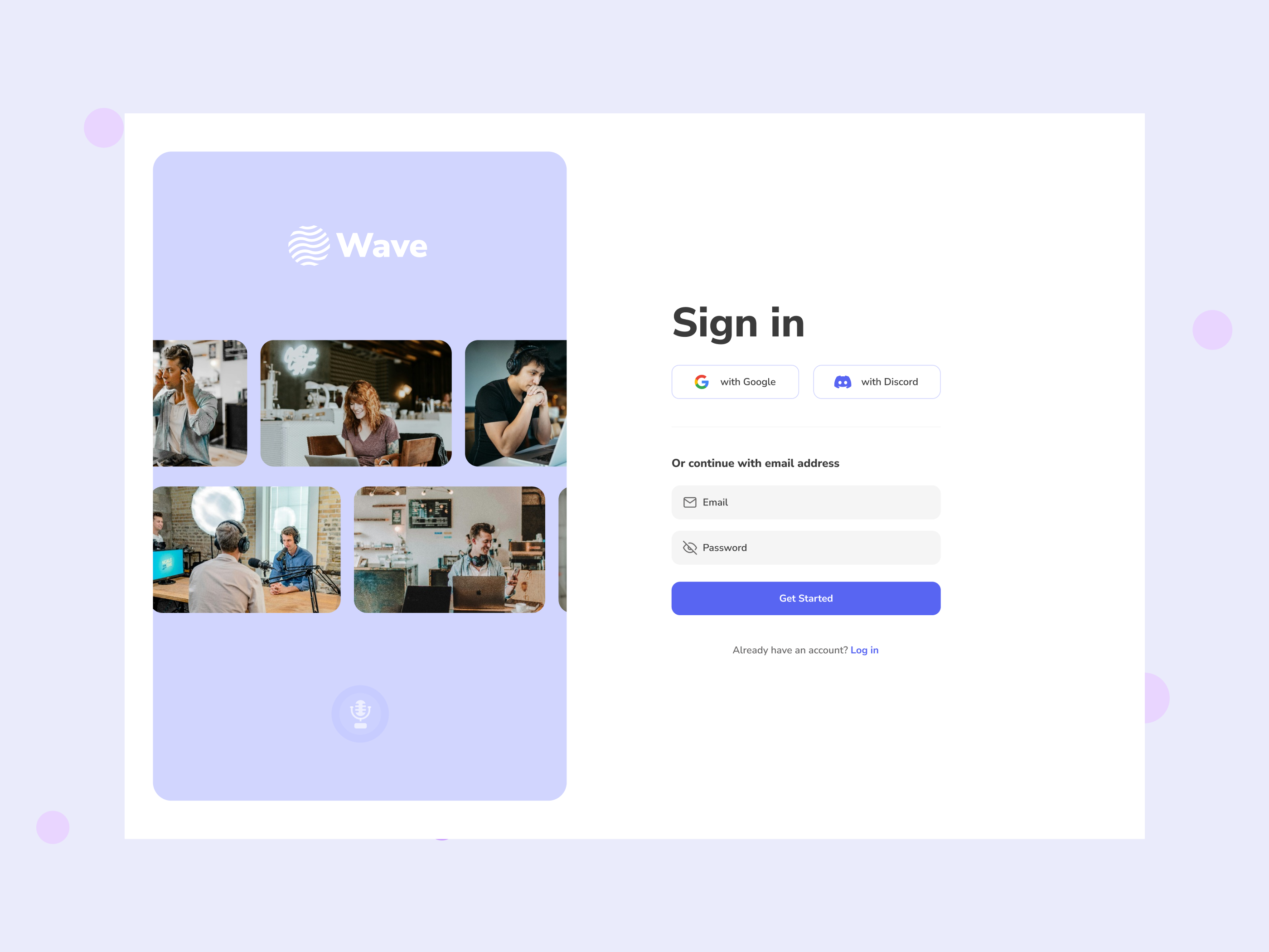 Sign in page UI platform signin ui website