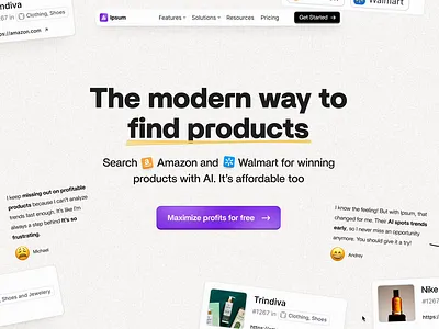 Product research tool website design figma saas ui ux web design website