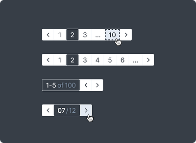 Pagination UI: Seamless Navigation in Dark and Light Modes blue dark dark mode dark ui figma light light mode navy blue pagination paging ui ui design patterns white