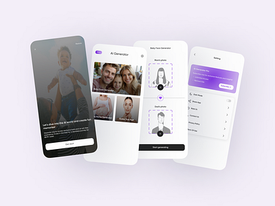 👶 Baby Face Generator App - UI/UX Design ai ai baby baby design face generator mobile design parent purple ui ui design ux