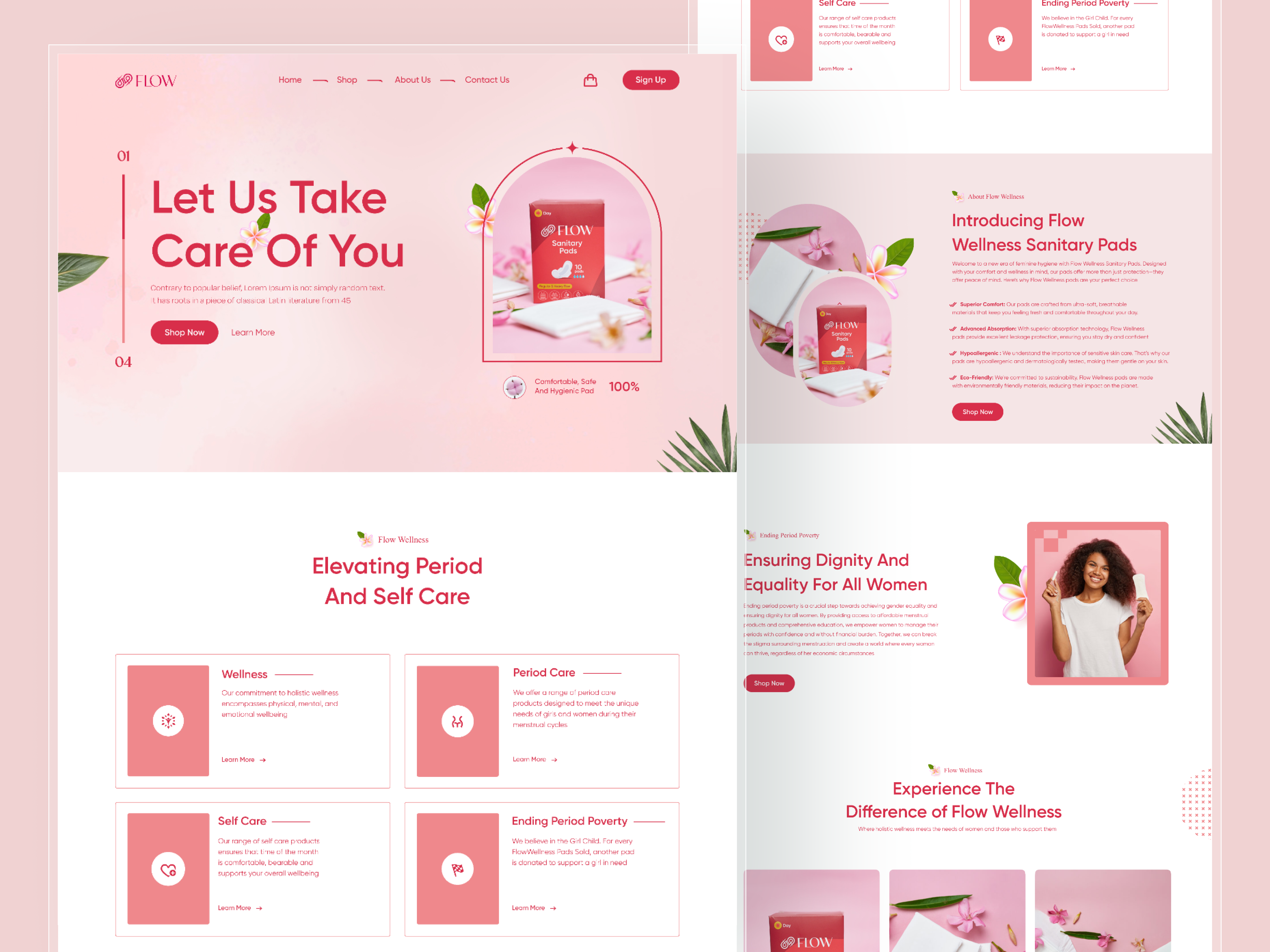 Sanitary Pad Website Design feminine care figma website landing page design panty liner period sanitary napkin sanitary pad sofy ui ui design ui ux ultra slim pad ux design web ui website design
