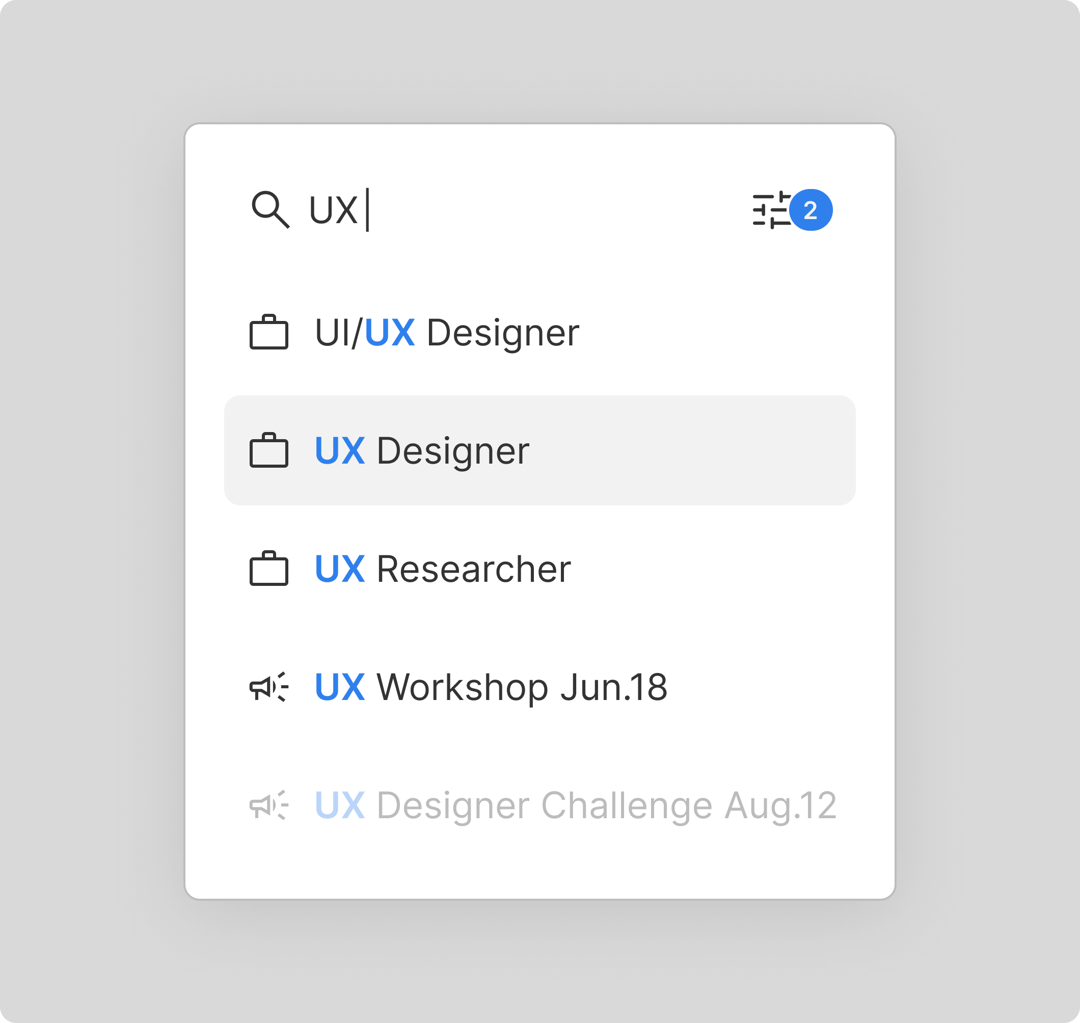 Autocomplete UI: Smart Keyword Suggestions autocomplete autocomplete ui blue figma keyword search light mode ui ui design patterns white