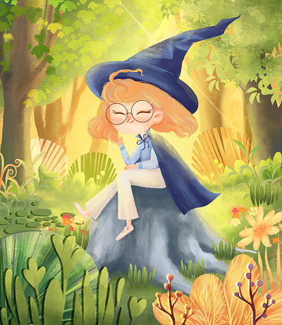 Little Witch 2d art artist childrens art childrens book digital art digital painting illustration illustration book illustrator