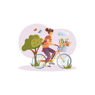 Spring Walk 2D Animation 2d animation bicycle ride flat flowers fruit basket girl graphic art healthy lifestyle illustration motion nature nature scene open air outdoor activity seasonal activity spring springtime walk woman cycling