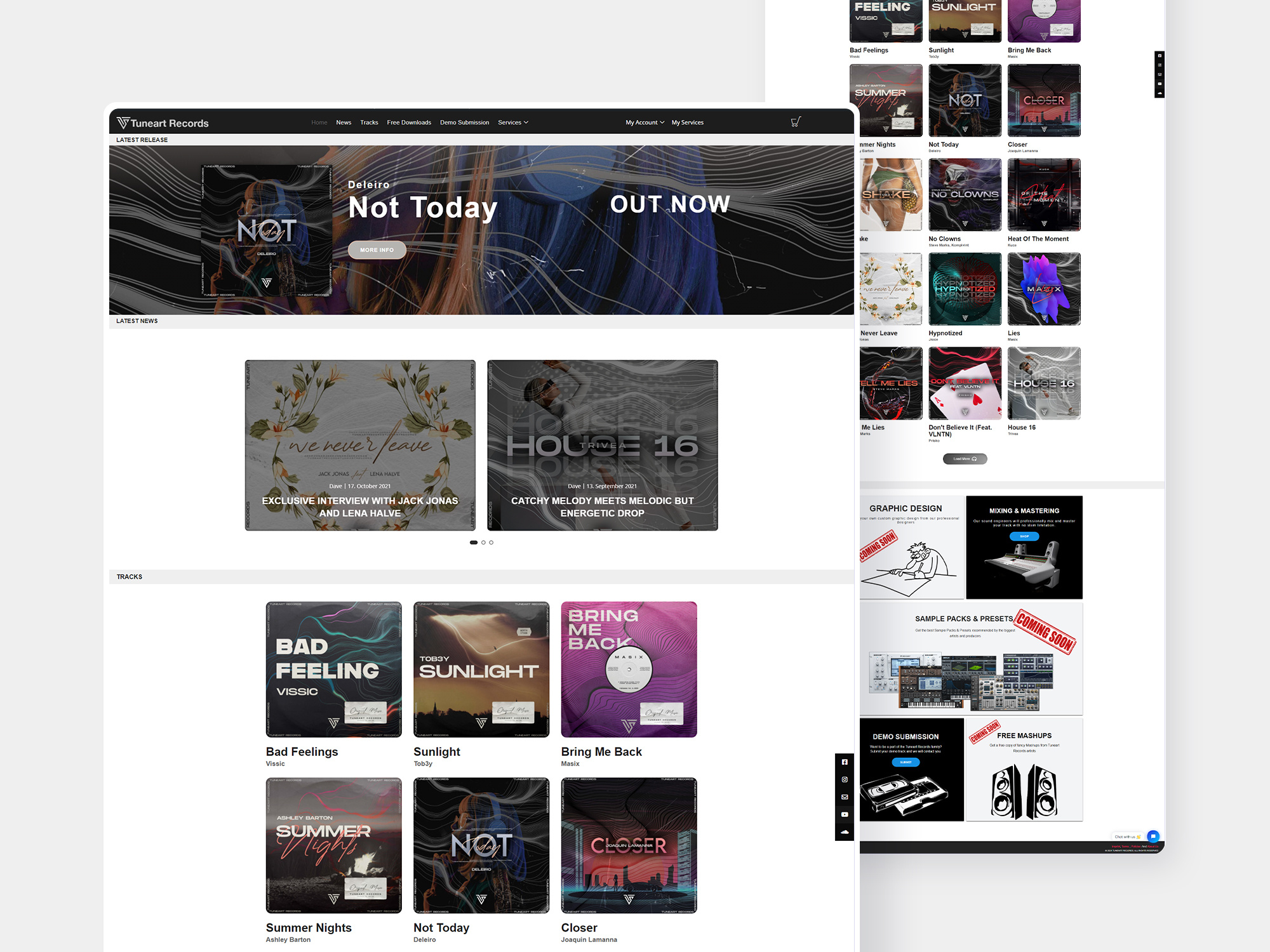 Tuneart Records - Music & Service Custom Website adobe xd adobe xd to wordpress ecommerce elementor mixing and mastering website music service website ui website ui woocommerce wordpress