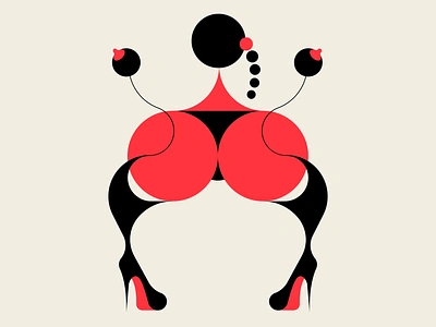 Champagne room. abstract black dancing design exotic dancer geometric illustration minimalism red