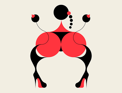 Champagne room. abstract black dancing design exotic dancer geometric illustration minimalism red