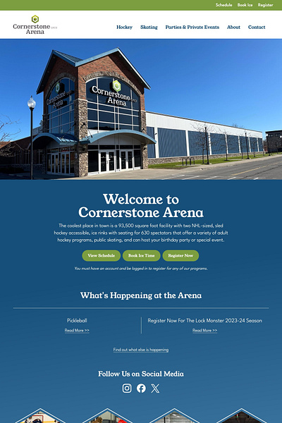 Cornerstone Ice Arena ice arena website web design website design wordpress