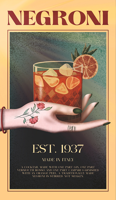 Vintage Poster Design - Negroni campari graphic design illustration negroni poster design print design vintage