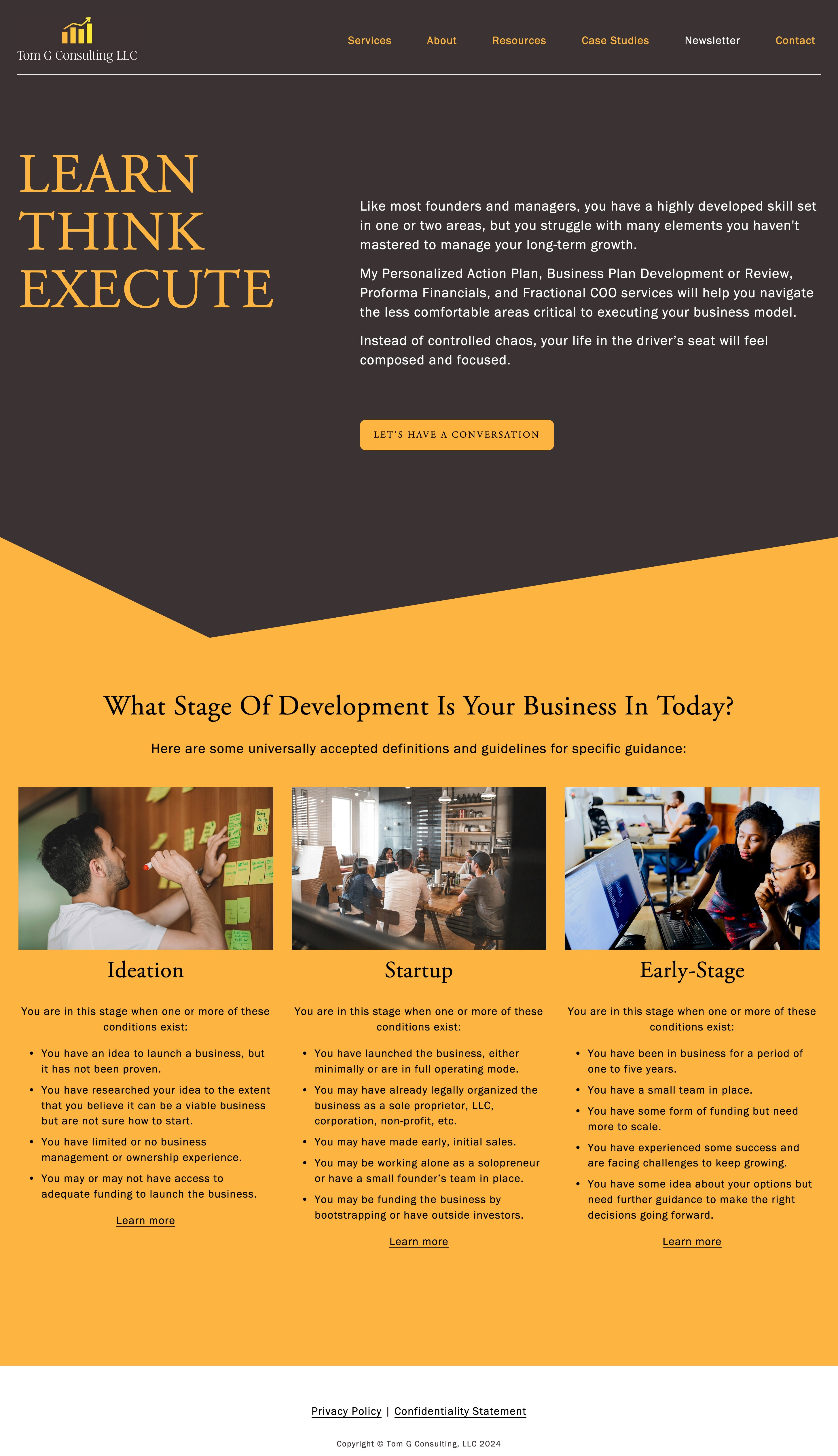 Tom G Consulting consultant website squarespace web design website design