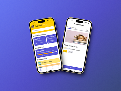 Language learning application app design ui