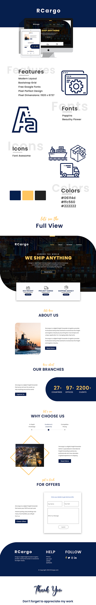 RCargo Shipping Web UI Design adobe photoshop branding design figma product design shipping website ui ui design ui ux ux design web ui website design