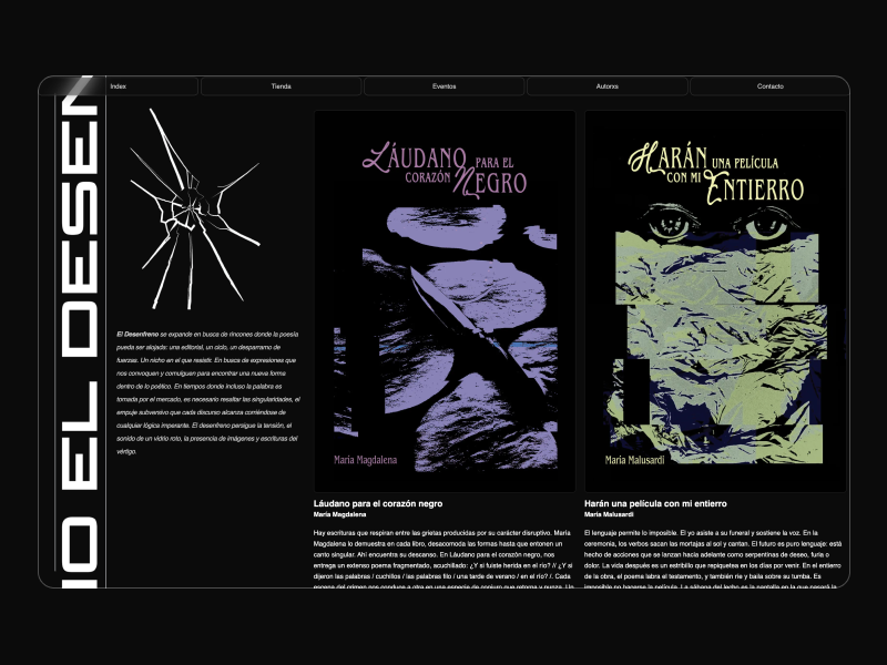 El Desenfreno [Poetry Publishing Company] design interface poetry ui ux website