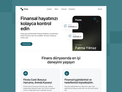 Finota Landing Page Design designinspiration finance ui design ui design uidesigner web design