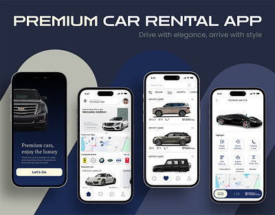 Premium Car rental app UI design adobe xd app design app ui car rental creative design figma landing page luxury mobile app design product design responsive ui ui design ui ux design uiux user experience user interface ux ux design web design